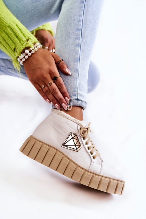 Białe lewski topánky 3252/n kožené športové topánky