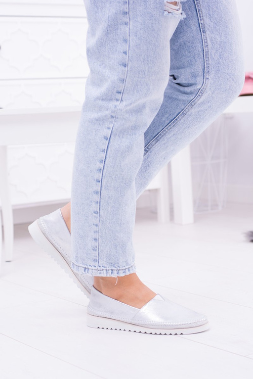 Dámské stříbrné kožené boty Frela