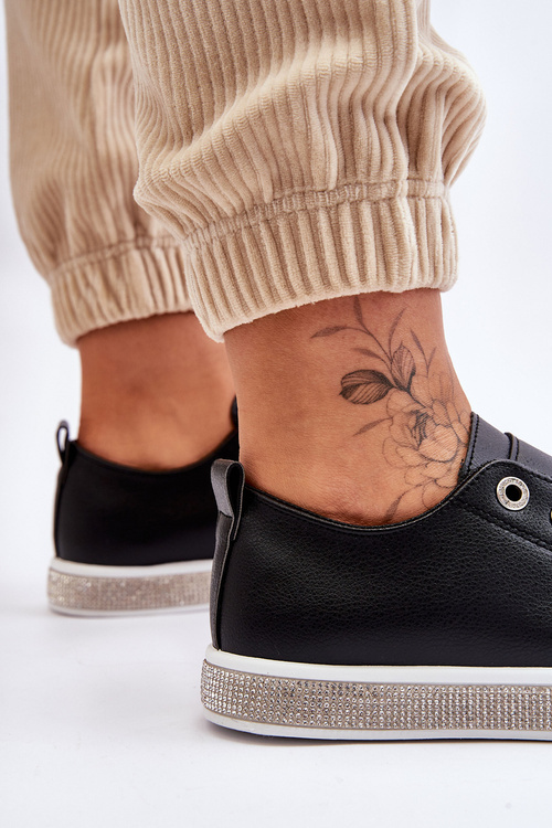 Nízke dámske tenisky s čiernymi a bielymi kamienkami Demira