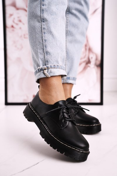 Dámské Klasické Panofle Oxfordky Na Platformě S.Barski HX62 Cerne