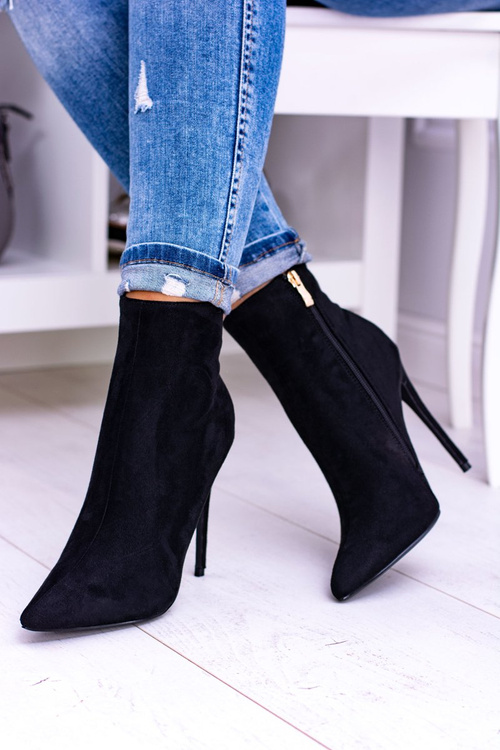 Lu Boo Black Suede topánky na vysokých podpätkoch Veneci