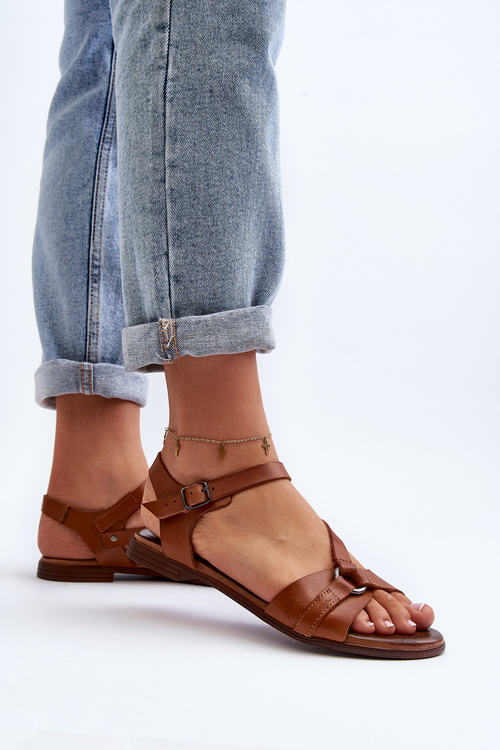 Zazoo 40182 Kožené dámske sandále hnedé