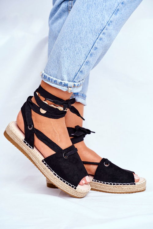 Dámske espadrilly na platforme Čierna Monaz Linen