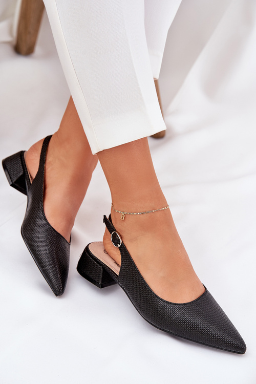 Pletené Dámske Sandále Na Jemnom Opätku Čierne Jorela