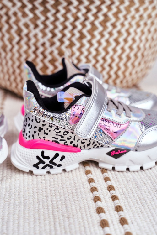 Dětská Sportovni Obuv se Suchým Zipem Stříbrné Be Happy