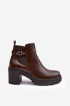 Kožené dámské boty na masivním sloupku hnědé Belinda