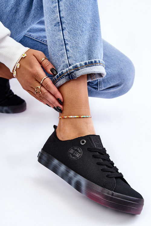 Dámske tenisky s farebnou veľkou hviezdou LL274239 čierna platforma