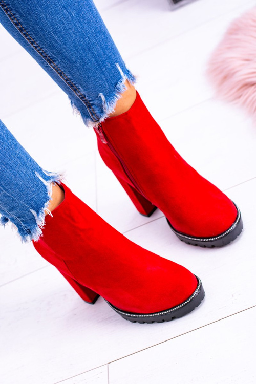 Červené SEMIŠOVÉ KOTNÍKOVÉ BOTY Guriela