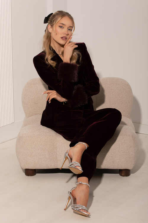 Sandále na podpätku s krištálmi strieborné Rosavie