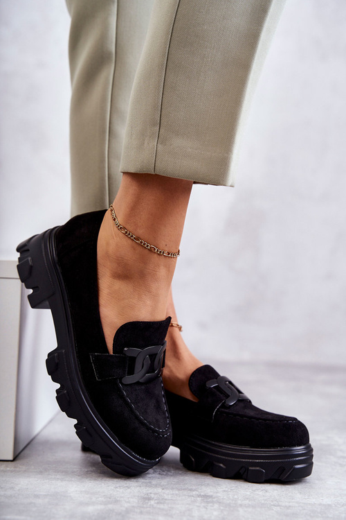 Dámské semišové boty na platformě černé Janne