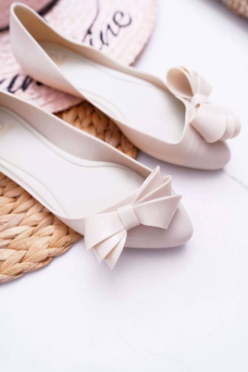 Lu Boo Dámské balerínky Béžové Big Bow