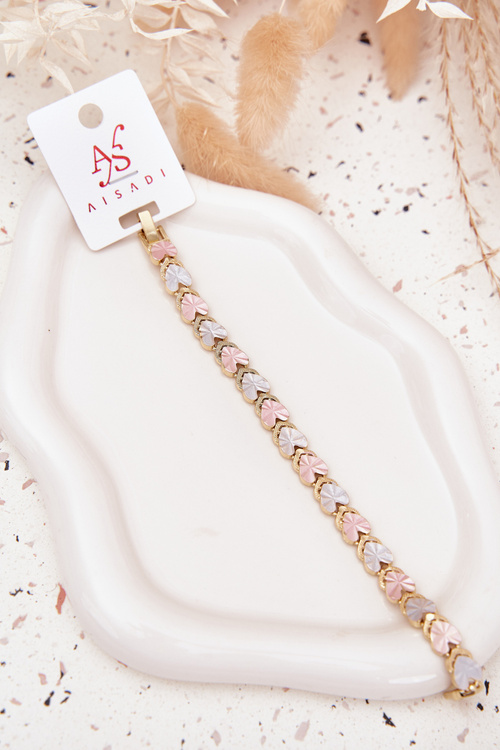 Dámsky náramok s farebnými srdiečkami Chirurgická oceľ Zlato