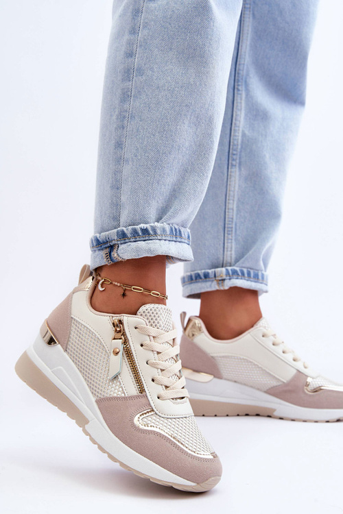 Dámské sneakersy na koturnu béžovo-bílé Sivan