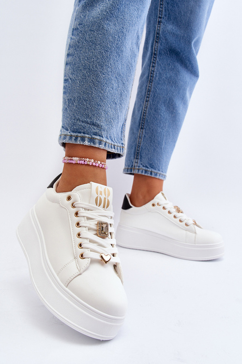 Dámske tenisky na platforme s bielymi ozdobami Herbisa