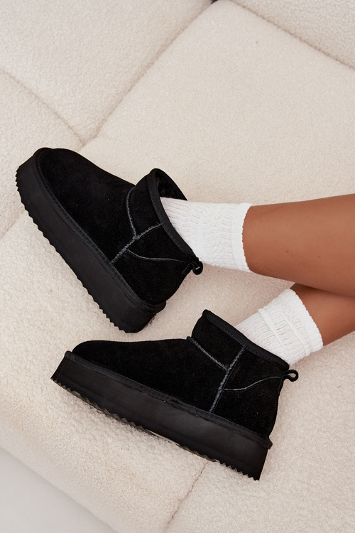 Semišové dámské zimní boty na platformě Vinceza 97962 Černé