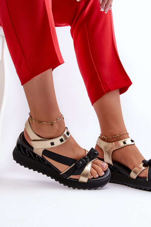 Dámské Sandály S Mašlí D&A CR956 Zlaté