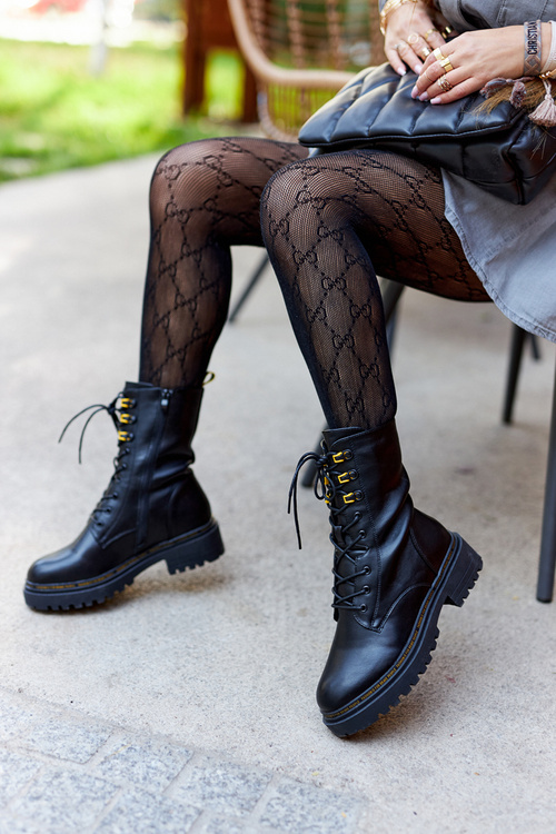 Vysoké Kožené Dělníky Černé Rockdale