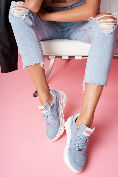 Dámská Sportovní Obuv Goe Kožená Modrá FF2N3013