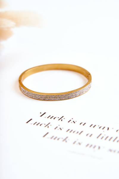 Dámský ocelový náramek s ozdobným kubickým zirkonem zlata