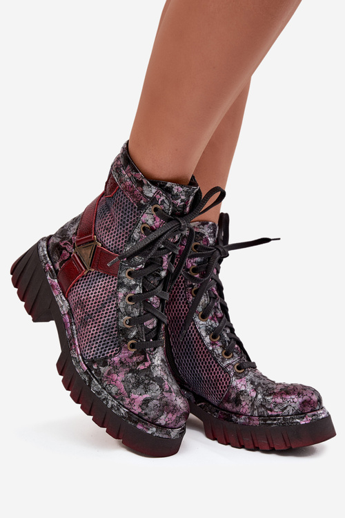 Kožené pracovné čižmy Dámske Maciejka 07072-23 Bordó