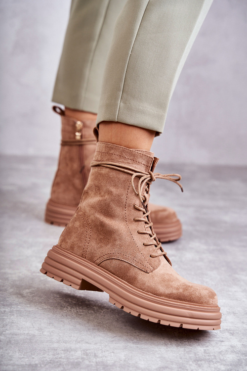 Dámské semišové boty se zavazováním Velbloud Afra