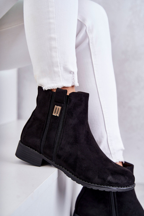 Dámské semišové kozačky s ornamentem černe Giana