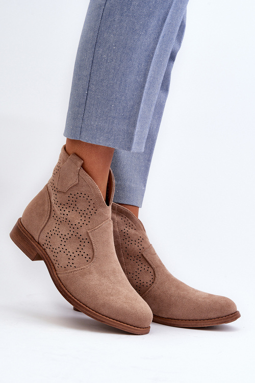 Dámské Průsvitné Botky Na Ploché Podrážce Beige S.Barski HY66-151