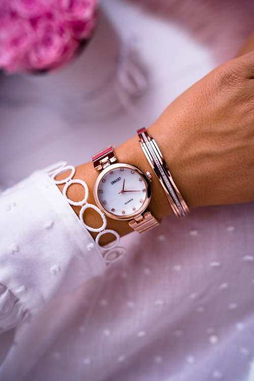 Dámské Hodinky Ernest Růžové Zlaté Minaria