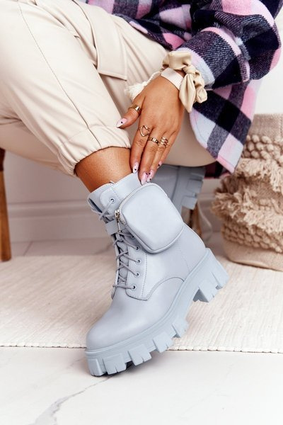 Kotníkové Boty S Podrážkou S Kabelkou Modré Saturday