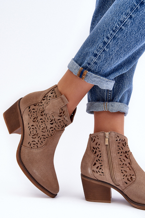 Cowboy Openwork topánky D & A SN622-21 Dark Béžová