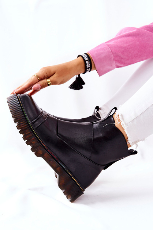 Botky Pérka S Barevným Prošíváním Černé Milie