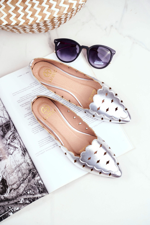 Lu Boo Dámska strieborná kovová Dianna Ballerinas