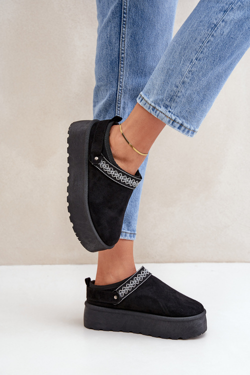 Snehové Topánky S Dekoratívnym Vyšívaním Čierne Selithria