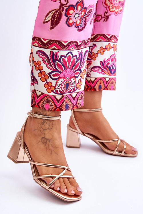 Módne vysoké podpätky ružové felisa zlato