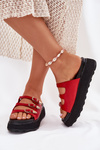 Dámské Klapky Na Platformě S Pásky Červené Nimiotte