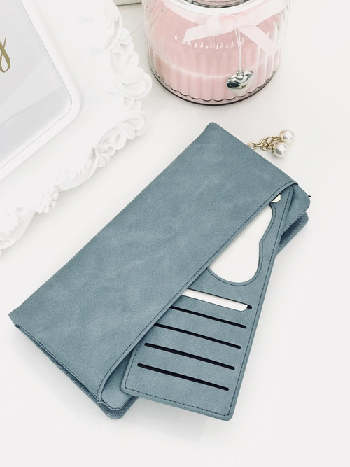 Large Women's Black Trendy Wallet Gold Zipper