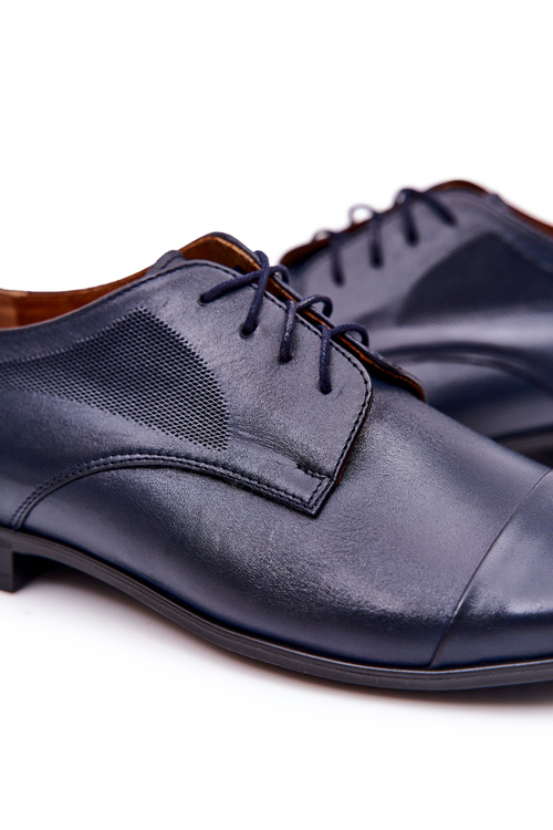 Pánské Kožené Mokasin S černou Podrážkou BEDNAREK Námořnická modř