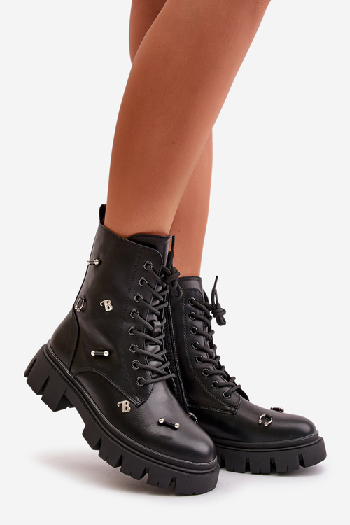 Dámske Pracovné Topánky S Ozdobami Eko Kožené Čierne Cadenilla