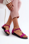 Dámske ploché sandále s ​​zlatým zdobením Vinceza 17321 fuksiové