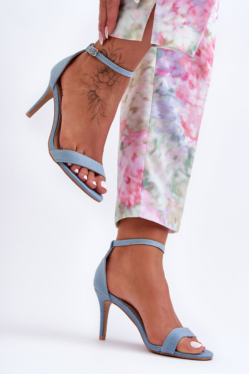 Materiálové Klasické Sandály Na Špičce Modré Tossa