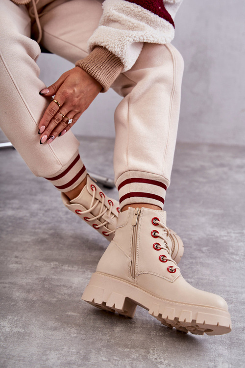 Kožené Boty Pracovníci Na Zipu béžove Messa