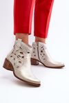 Kožené Zlatě Opačně Opletené Botky Lewski Shoes 3170/2