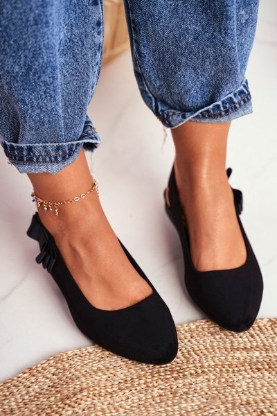 Dámské Semišové Baleríny Sergio Leone BL615 černé Lilon