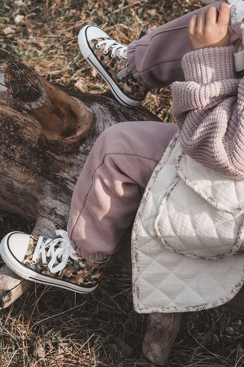 Dětské vysoké tenisky s zipem Béžová a zelená Filemon