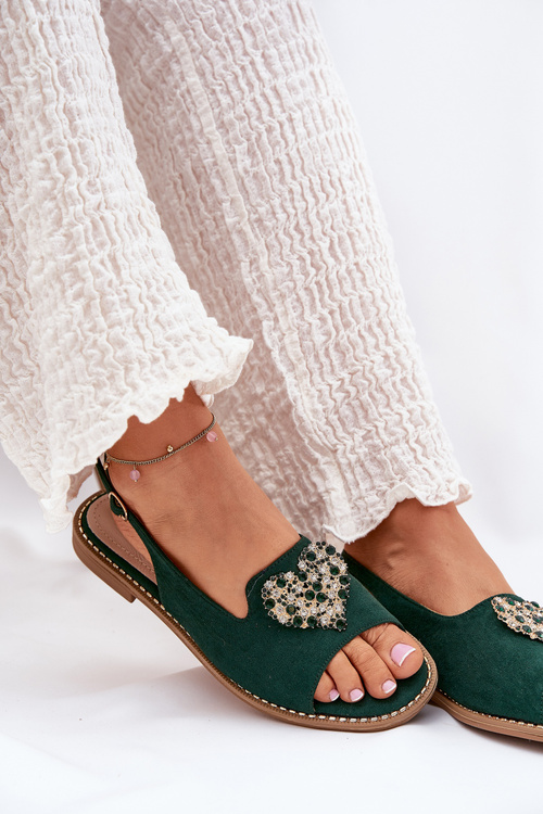 Dámské sandály s zlatým ozdobou eko semišové S.Barski KV27-059 hnědé