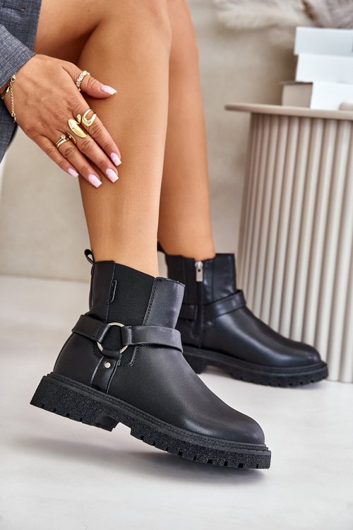 Kotníkové Topánky Zateplené Na Zips Big Star OO274A128 Čierne