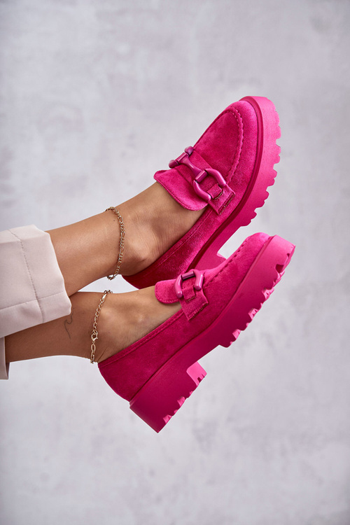 Dámske semišové topánky na ružovej platforme Gunn