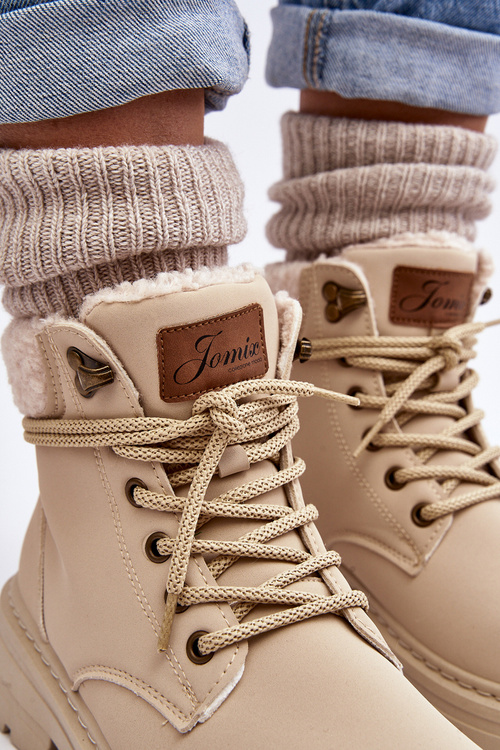 Kožené dámske kožené turistické topánky s jasnou béžovou ovčou kožou Lynnvia