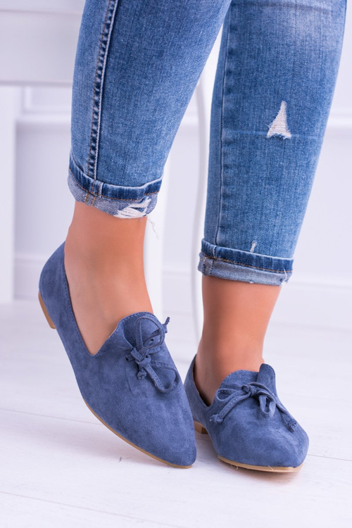 Lu Boo Navy Blue Ballerinas v Spitz Lordy Suede Feliciano