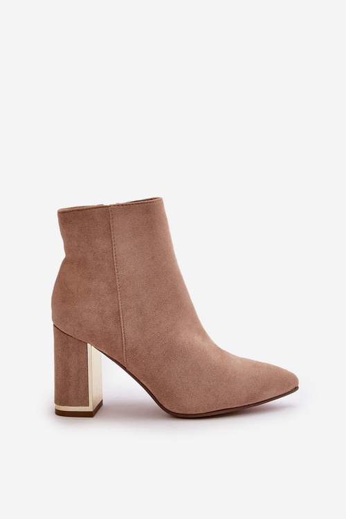 Dámske Čižmy Na Opätku So Zipsom Zateplené Eko Semišové Svetlo Hnedé Mevair